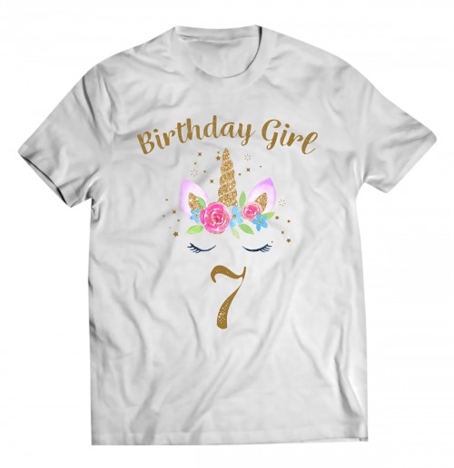 Kids 7Th Birthday Girl Unicorn Shirt 7Th Birthday Outfit 0 (21.95)