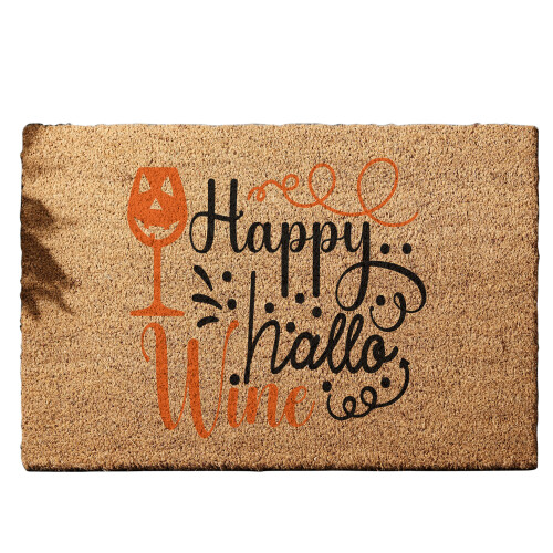 Coir Doormat MK1 Happy hallo wine 01