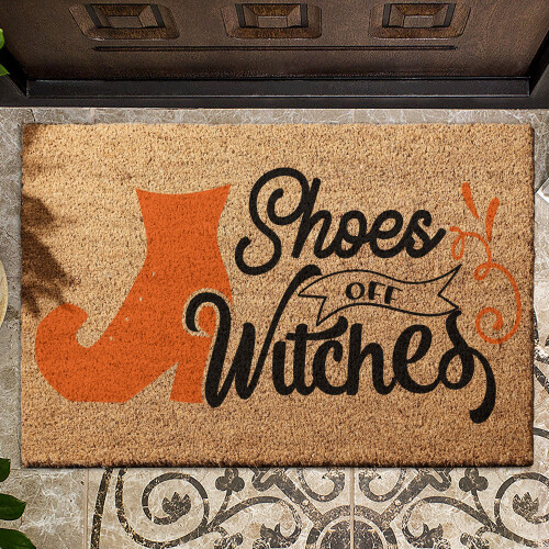 Coir Doormat MK2 Shoes off witches 01