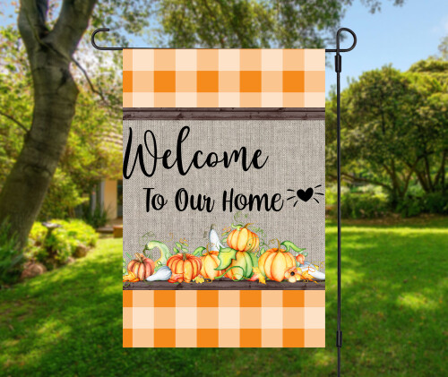 Garden Flag PSD Mockup 2 Wellcome to Our Home