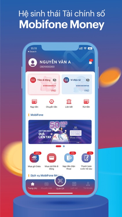 Mua thẻ nạp di động trên app MobiFone Money nhận chiết khấu cực cao