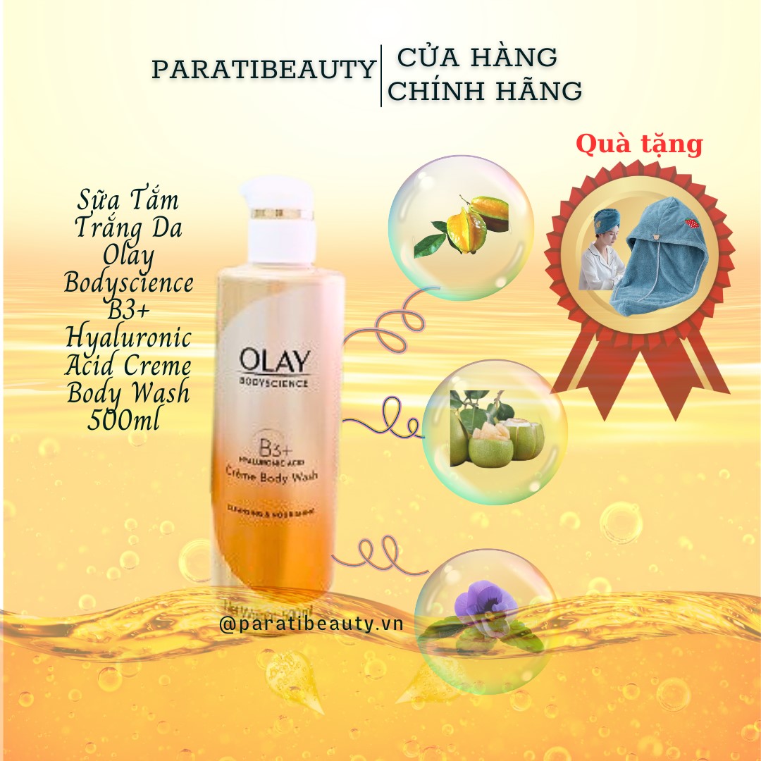 Sữa Tắm Trắng Da Olay Bodyscience B3+ Hyaluronic Acid Creme Body Wash 500ml