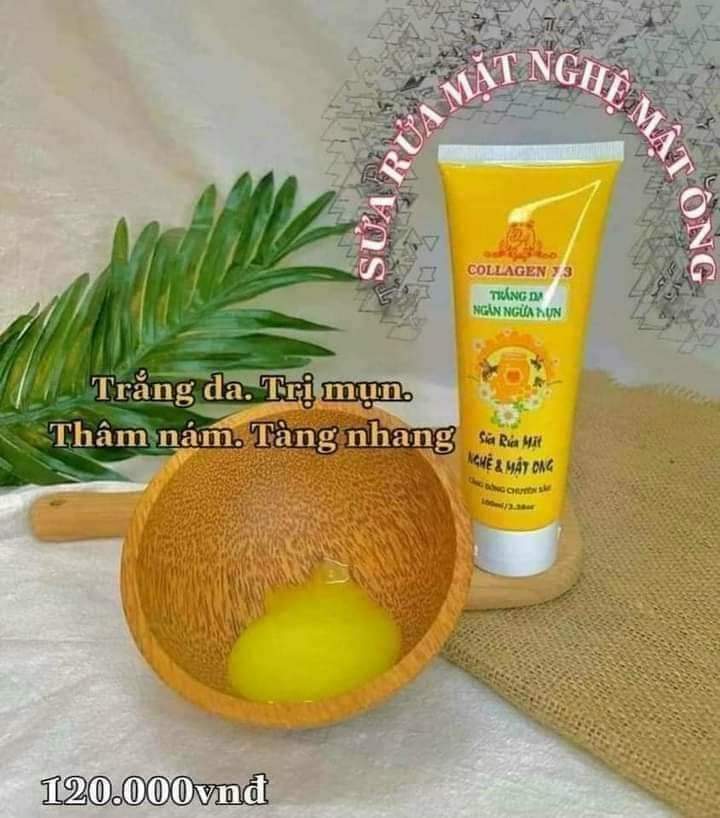 Sữa Rửa Mặt Nghệ Và Mật Ong Collagen X3 Trắng da, Ngăn Ngừa Mụn 100ml