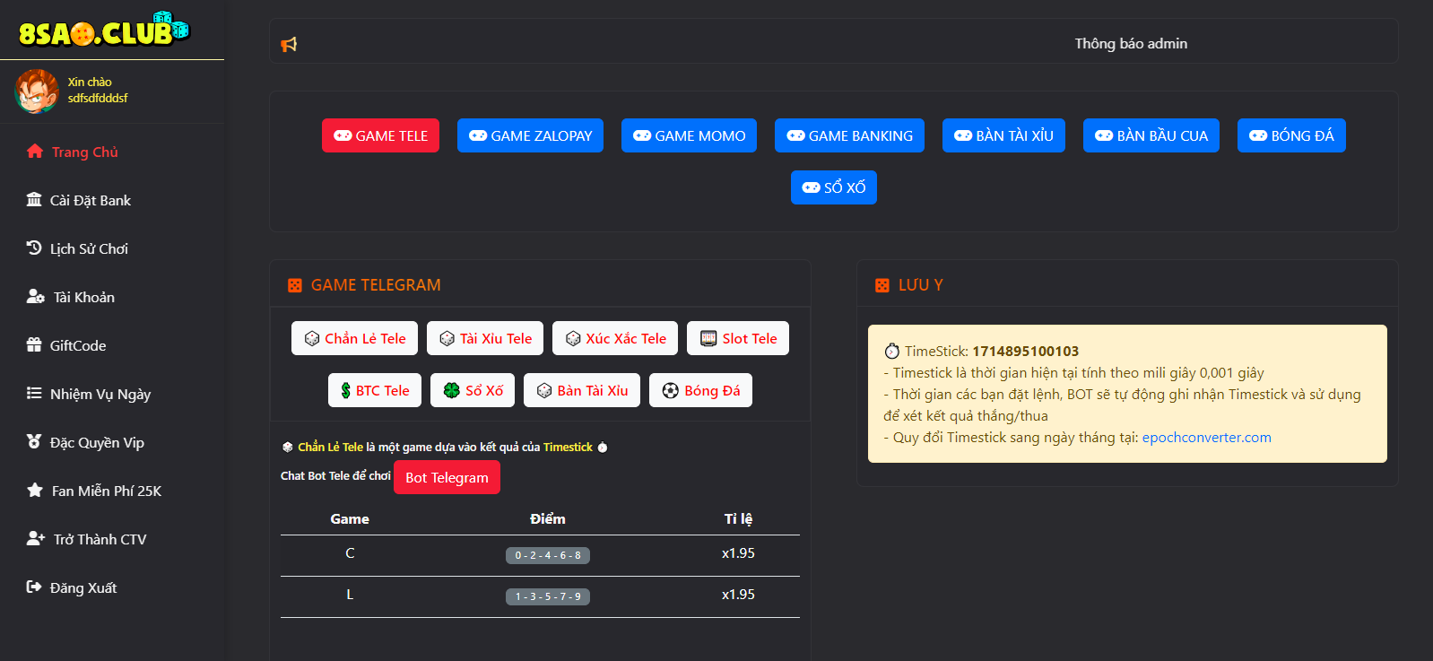 code chẵn lẻ telegram bản mới ...