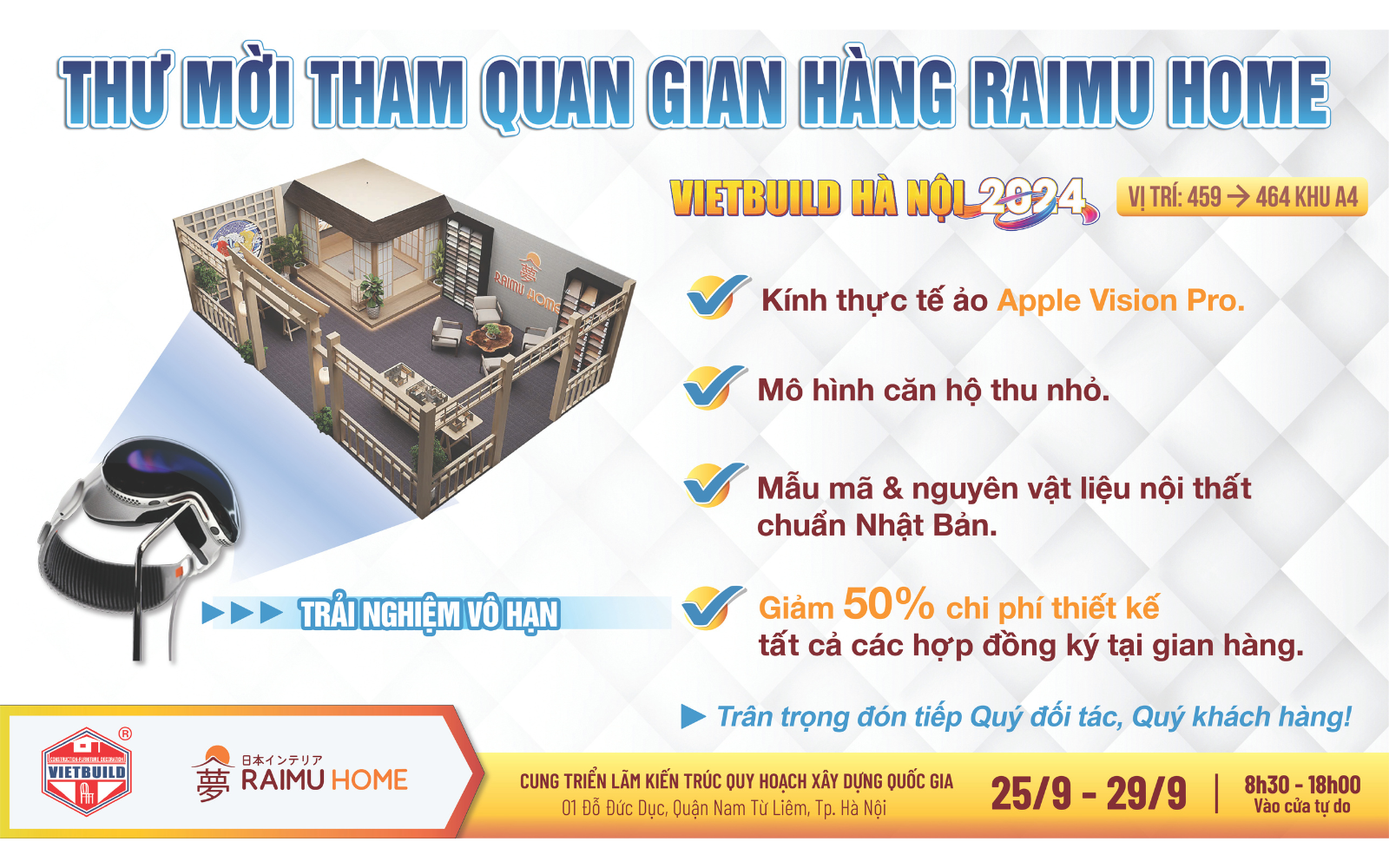 Thư mời tham quan gian hàng Raimu Home tại Vietbuild