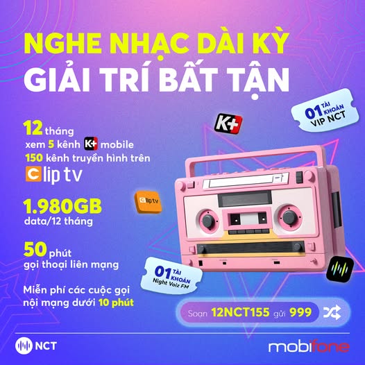 Gói cước 12NCT155 MobiFone - Nghe nhạc dài kỳ, giải trí bất tận