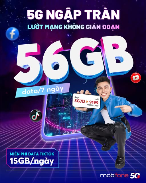 MobiFone ra mắt gói cước 5G mới chỉ 70K có ngay 56GB